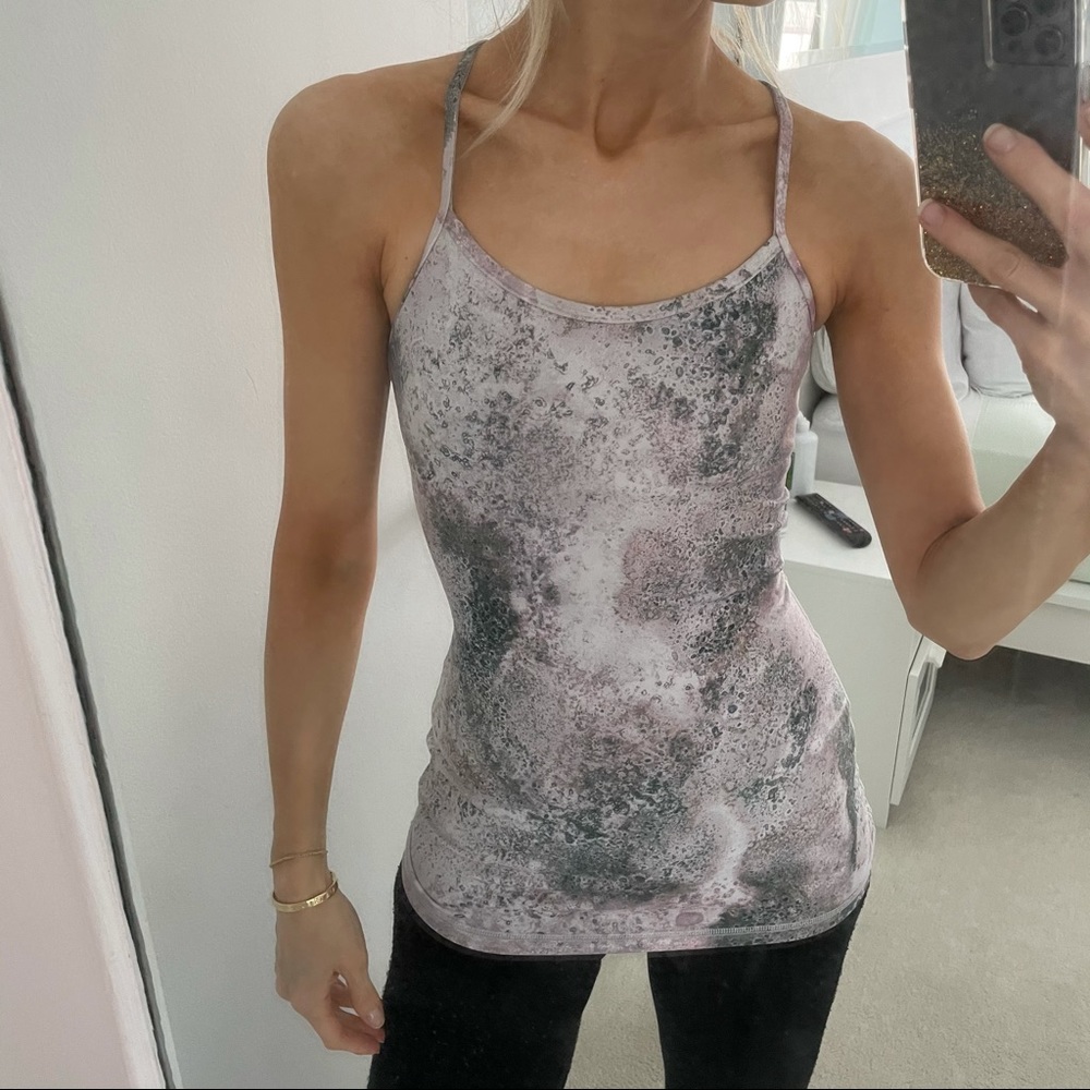 LULULEMON CRZ Y strap marble pink yoga tank top 4